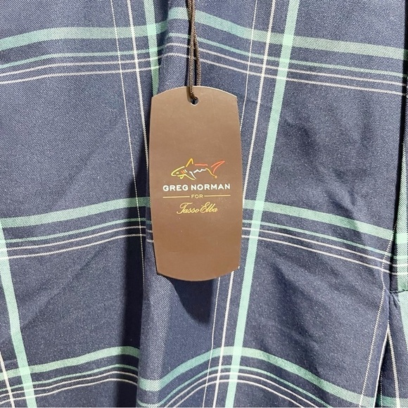 New GREG NORMAN FOR TASSO ELBA Men’s Navy Blue Plaid Short Quick Dry Size 40 - Picture 4 of 4